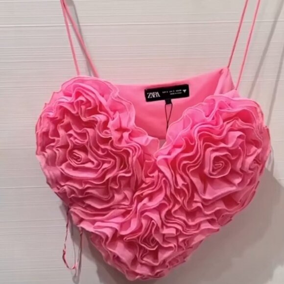 NWT GORGEOUS ZARA VOLUMINOUS HEART CROP TOP - Picture 13 of 16